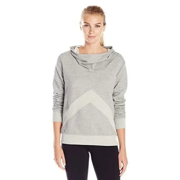 Lolë women's Mock Neck Cropped Pullover Terry Hoodie In Grey | Size Small - Picture 1 of 8